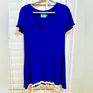 Judith March Blue V‎ Neck Short Sleeve Dress - perfect as a coverup too